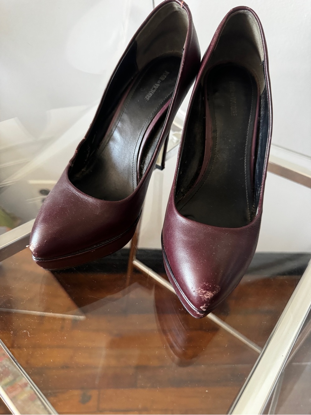 Pour La Victoire Burgundy Pointed-Toe Stiletto Pumps